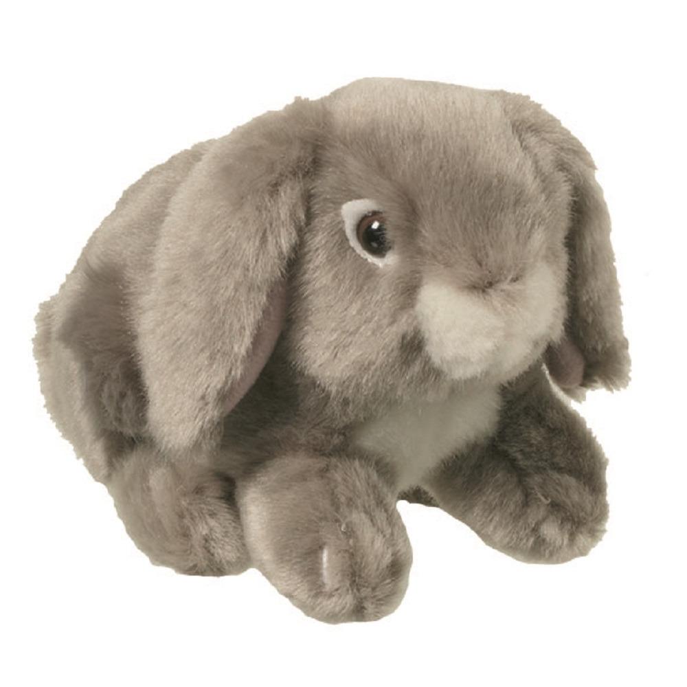 Nature Planet knuffel konijn - pluche knuffel - 13 cm - grijs - dieren knuffels -