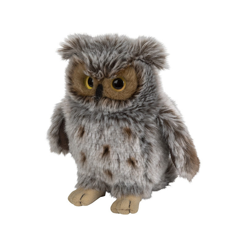 Nature Planet Pluche Oehoe uil knuffeldier - 18 cm - Vogels/uilen Knuffels -