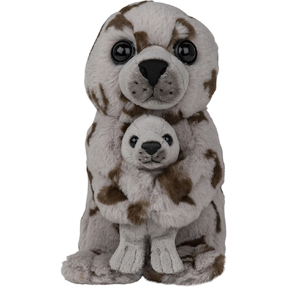Pluche Zeehond familie knuffels - grijs - zeehonden - 22 cm -