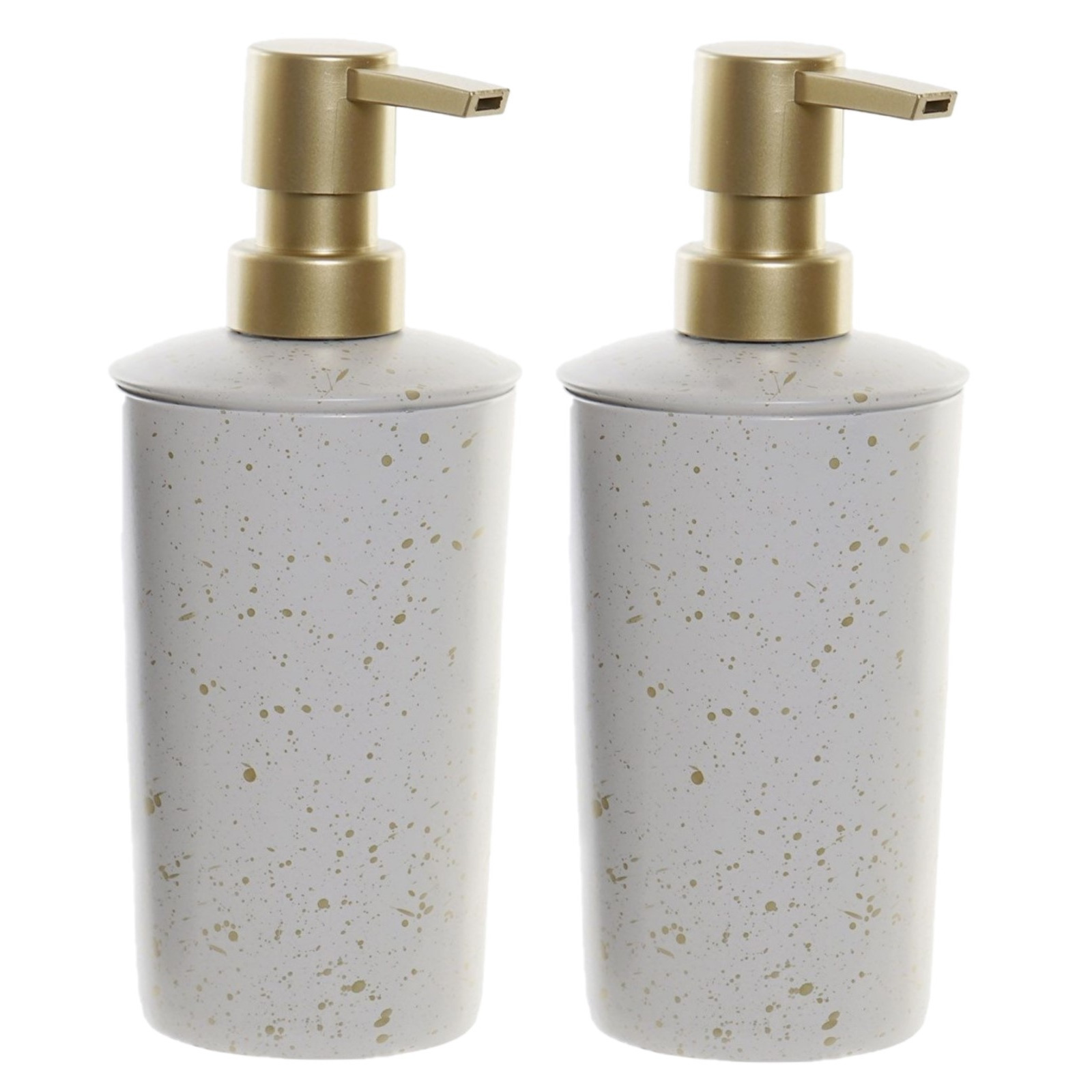 2x stuks zeeppompjes/zeepdispensers wit van metaal 350 ml -