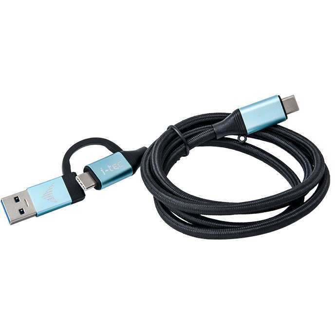 i-tec USB-C > USB-C kabel met geïntegreerde USB 3.0 adapter kabel 1 meter
