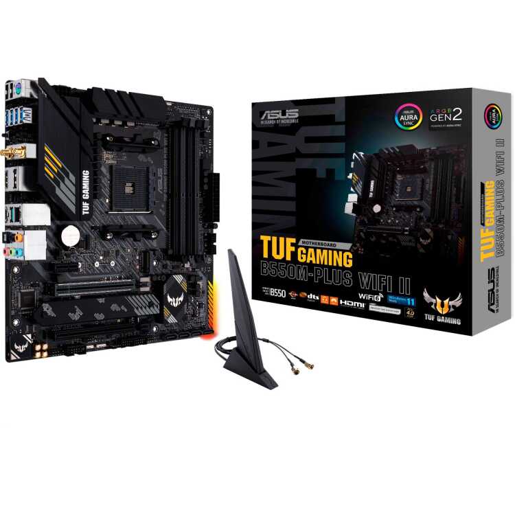 ASUS TUF GAMING B550M-PLUS WI-FI II moederbord RAID, Gb-LAN, WiFi 6, BT, Sound, µATX