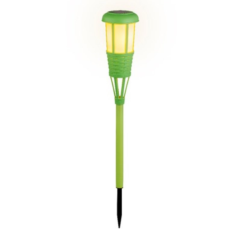 Solar tuinfakkel/tuinlamp groen op zonne-energie 61 cm -