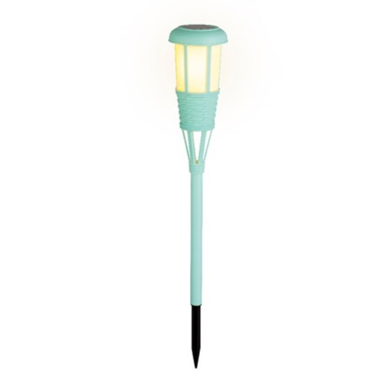 Solar tuinfakkel/tuinlamp turquoise op zonne-energie 61 cm -