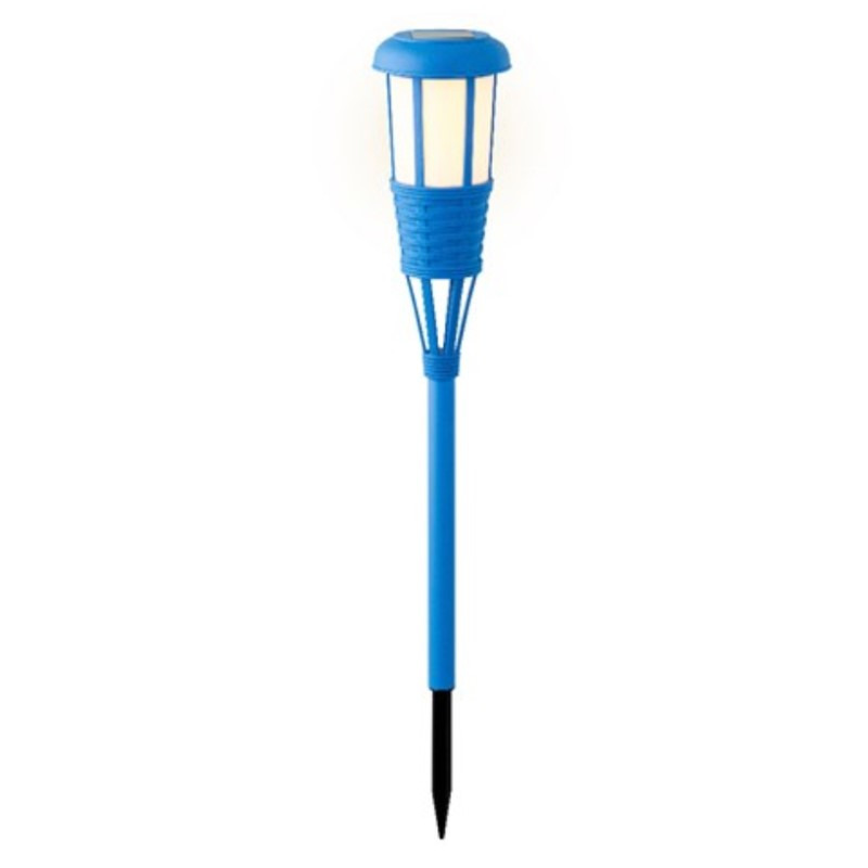 Solar tuinfakkel/tuinlamp blauw op zonne-energie 61 cm -