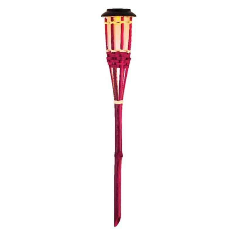 1x Roze buiten/tuin Led fakkel Bodi solar verlichting 54 cm vlam -