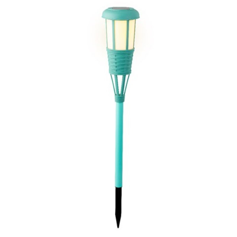 Solar tuinfakkel/tuinlamp zeegroen op zonne-energie 61 cm -