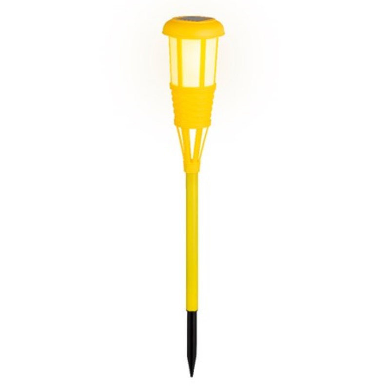 Solar tuinfakkel/tuinlamp geel op zonne-energie 61 cm -