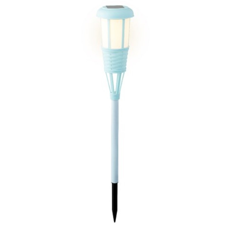 Solar tuinfakkel/tuinlamp lichtblauw op zonne-energie 61 cm -