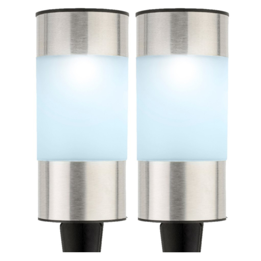 Set van 10x stuks solar tuinlamp/prikspot cilinder op zonne-energie 14 cm -