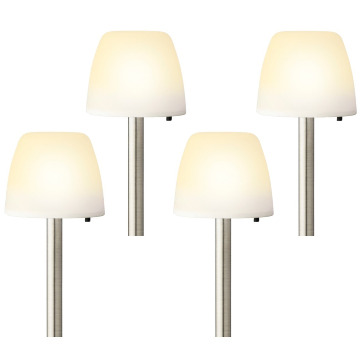 Set van 4x stuks solar tuinlamp/prikspot schemerlamp op zonne-energie 28 cm -
