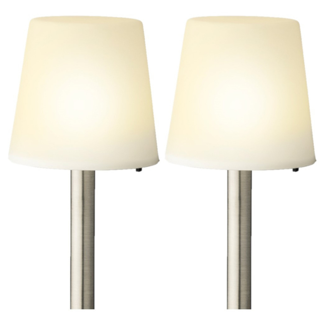 Set van 2x stuks solar tuinlamp/prikspot schemerlamp op zonne-energie 33 cm -