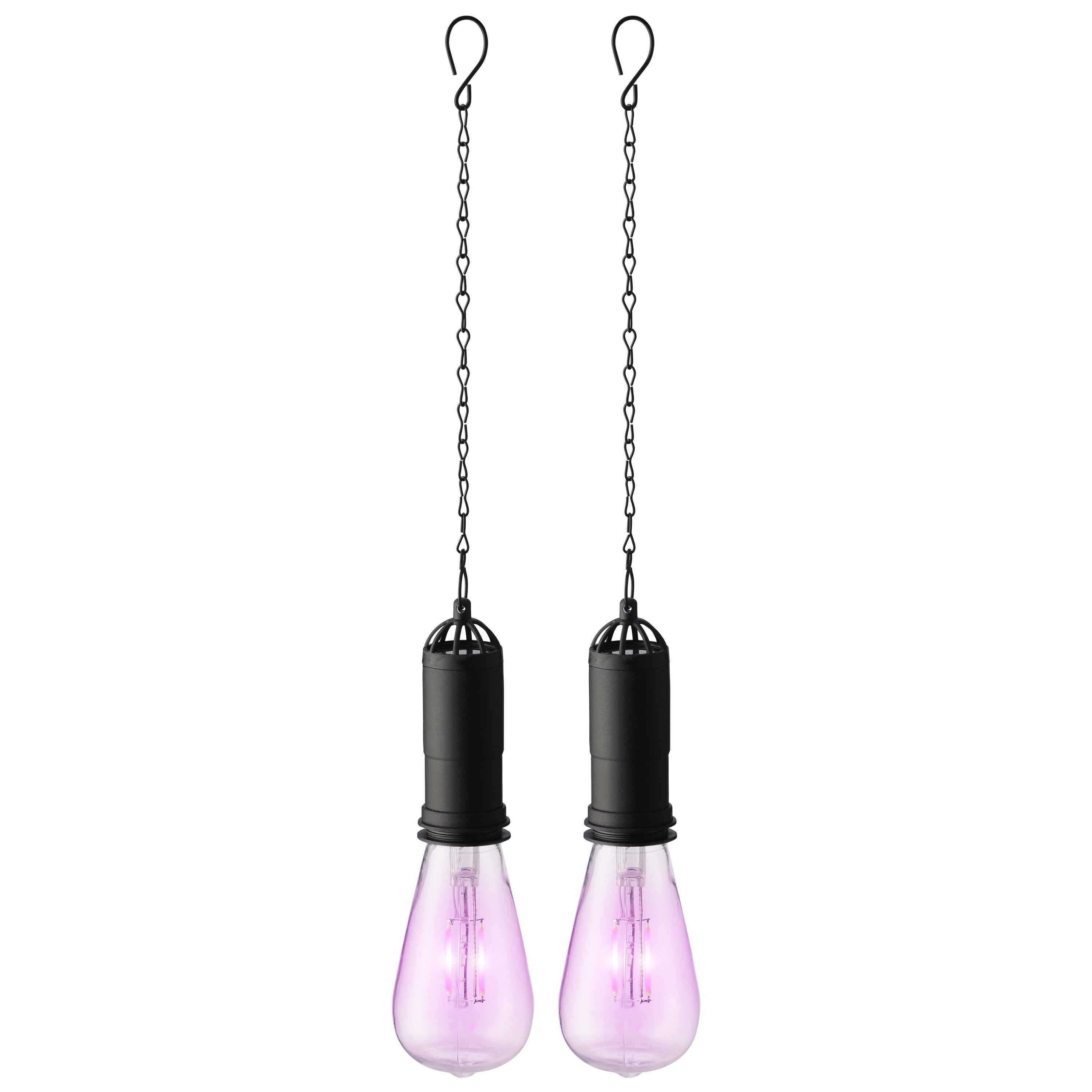 2x stuks roze solar tuinverlichting hanglampen kunststof 20 cm -