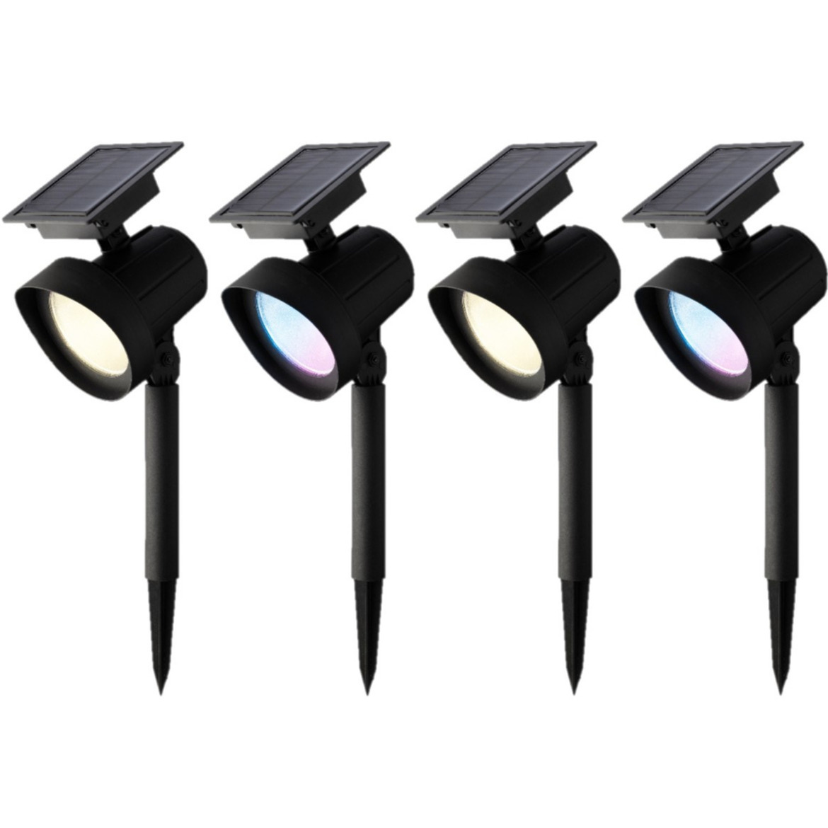 Set van 6x stuks solar spotlights/tuinpad verlichting op zonne-energie 31 cm -