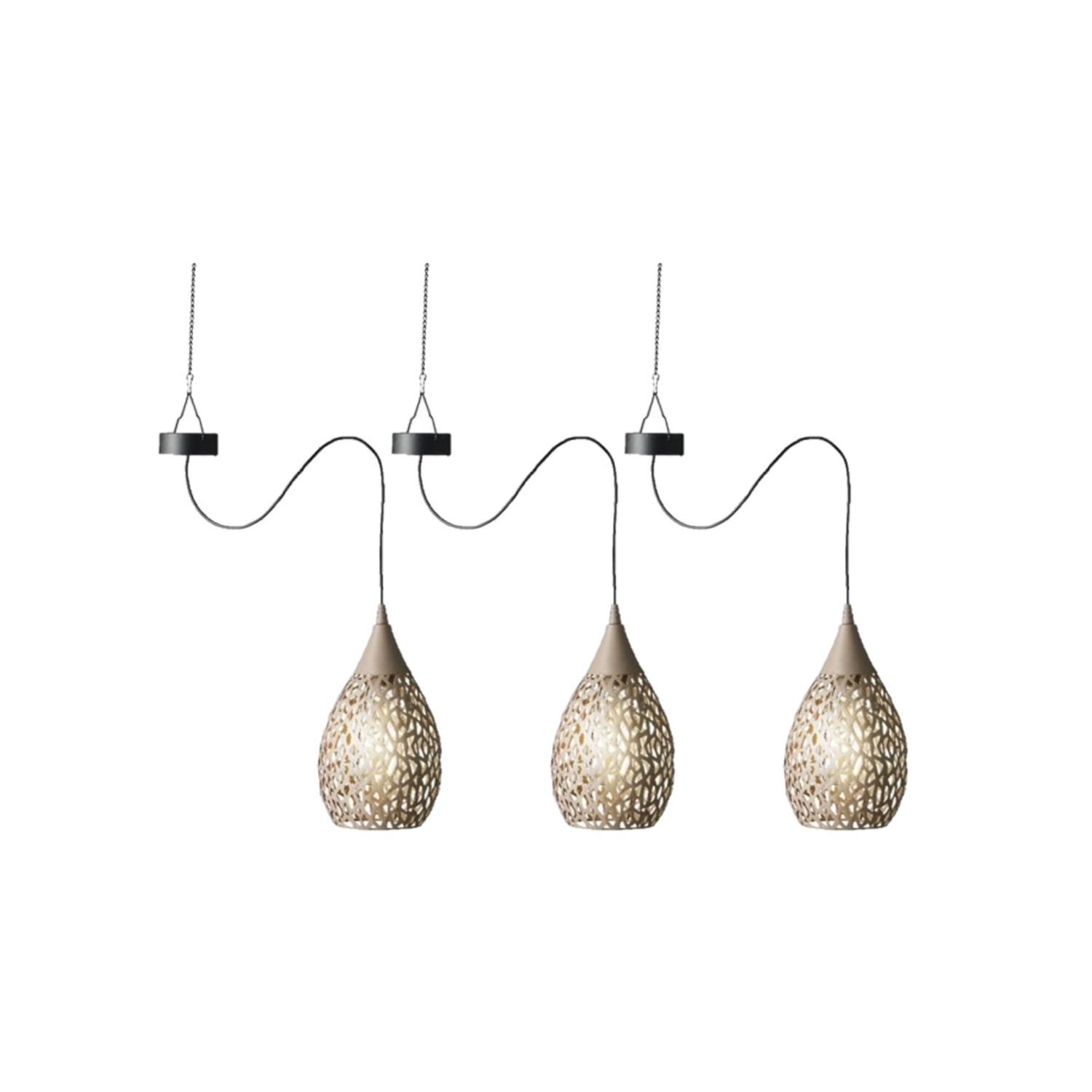3x stuks taupe solar tuinverlichting hanglamp ijzer 21 cm -