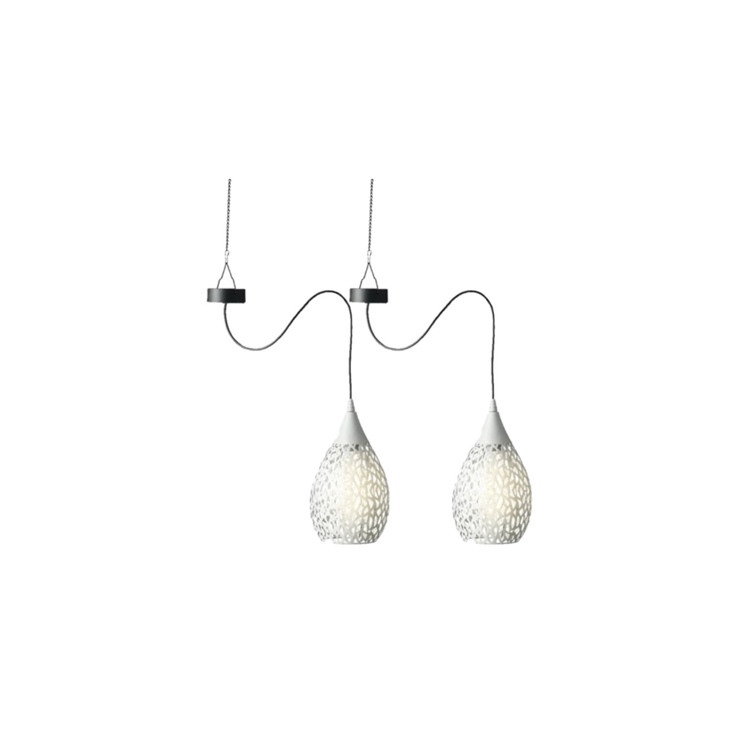 2x stuks witte solar tuinverlichting hanglamp ijzer 21 cm -