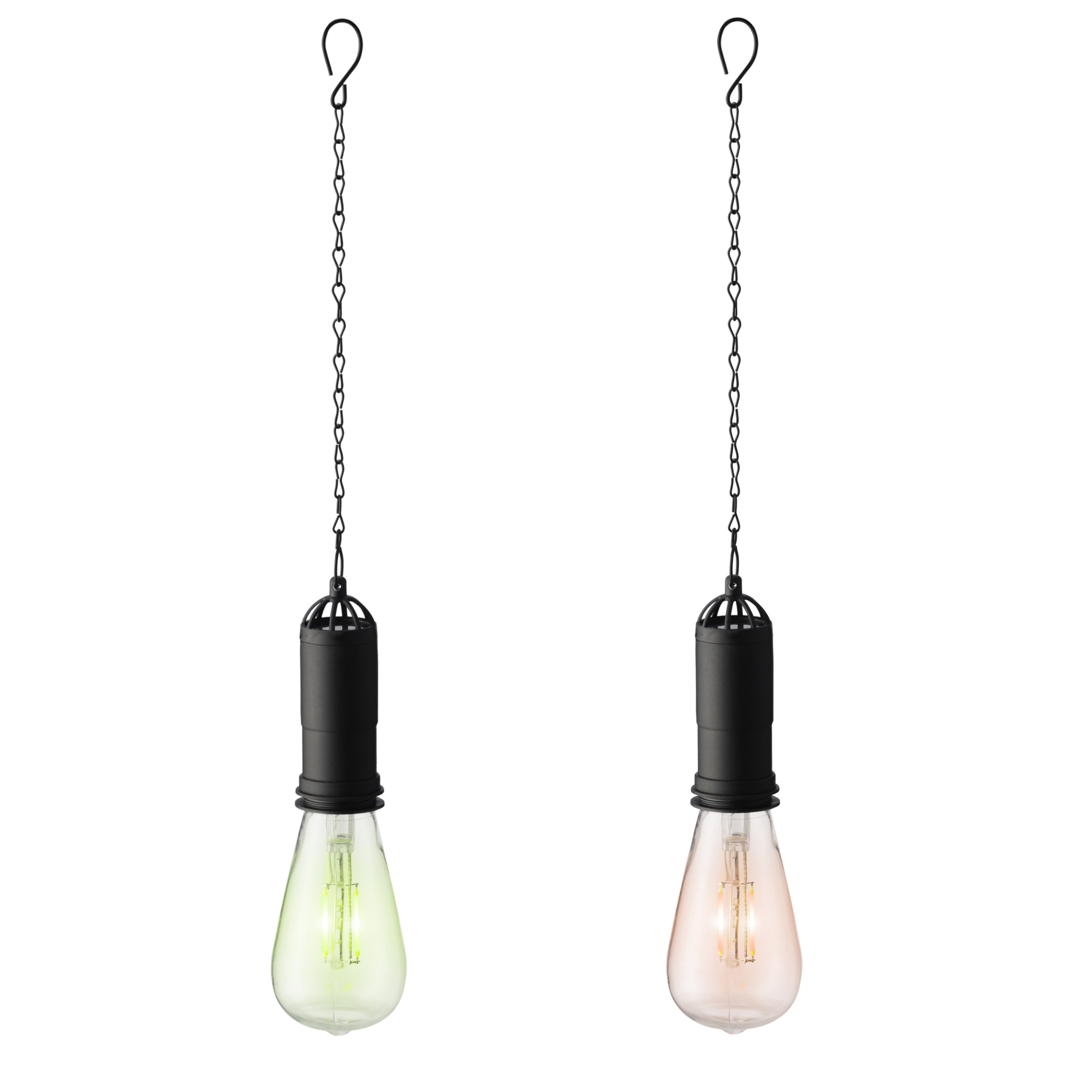 Set van 2x stuks groene en roze solar tuinverlichting hanglampen kunststof 20 cm -