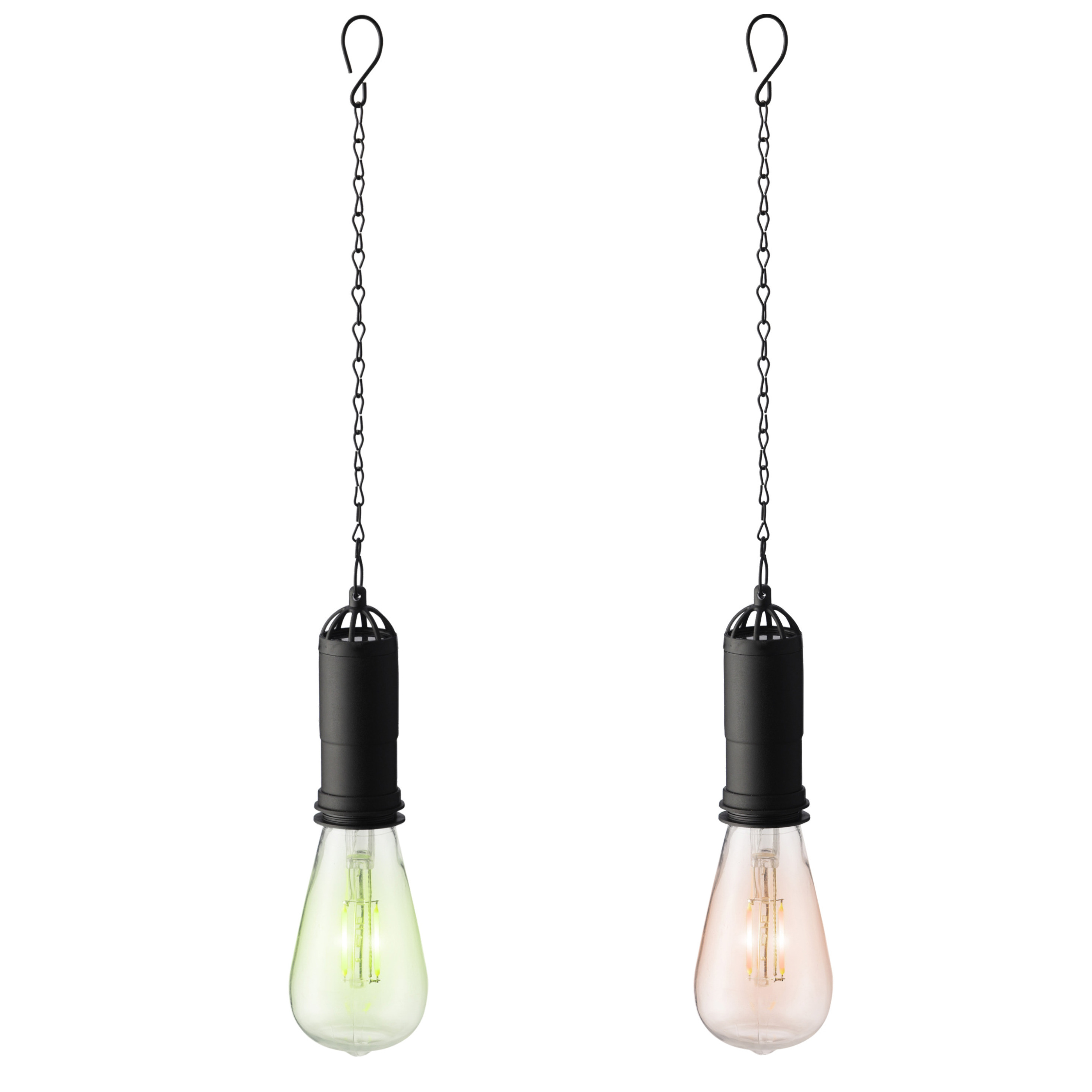 Set van 2x stuks groene en oranje solar tuinverlichting hanglampen kunststof 20 cm -
