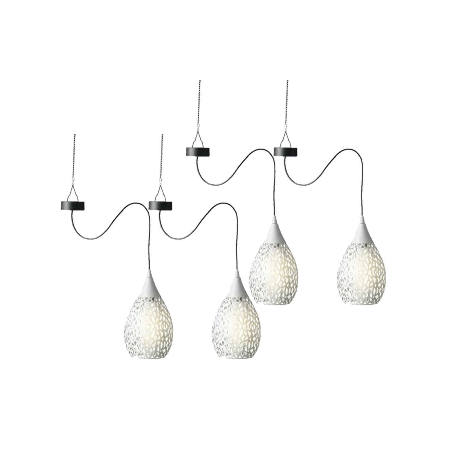 4x stuks witte solar tuinverlichting hanglamp ijzer 21 cm -