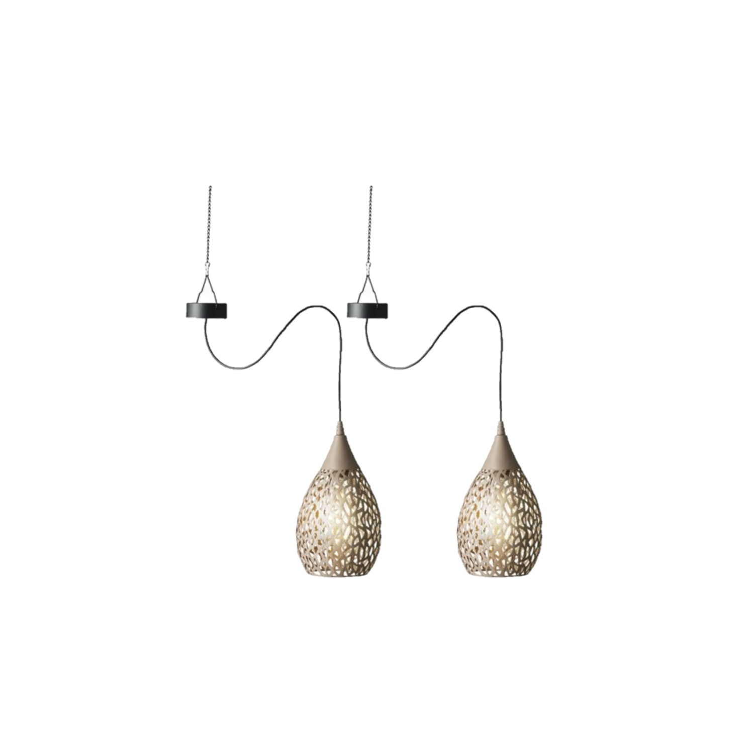 2x stuks taupe solar tuinverlichting hanglamp ijzer 21 cm -