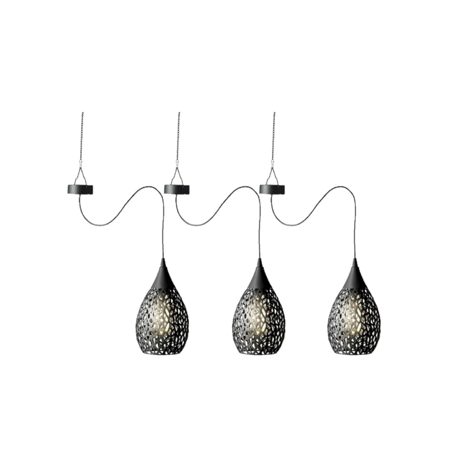 3x stuks antraciete solar tuinverlichting hanglamp ijzer 21 cm -