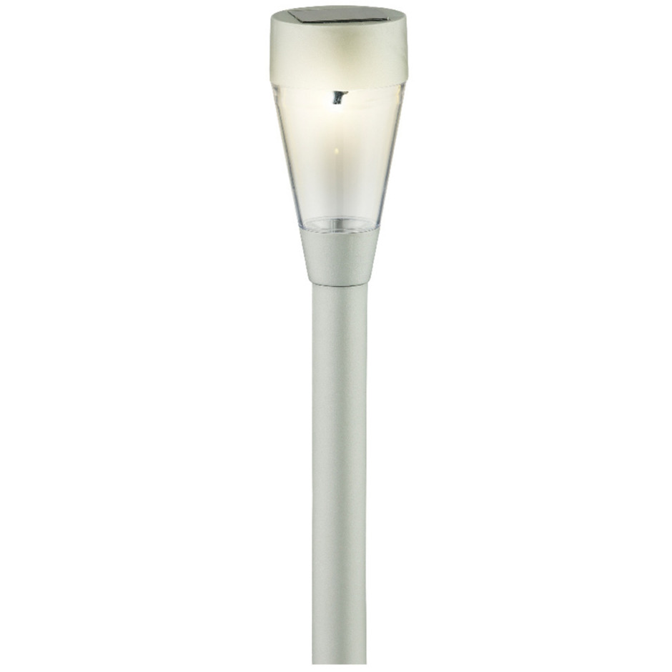 Solar tuinlamp/prikspot zilver op zonne-energie 32 cm -