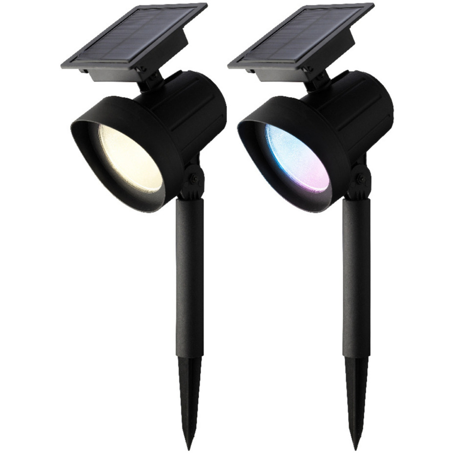 Set van 2x stuks solar spotlights/tuinpad verlichting op zonne-energie 31 cm -