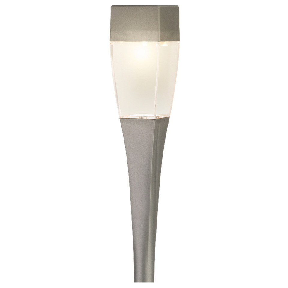 Solar tuinlamp/prikspot zilver op zonne-energie 26 cm -