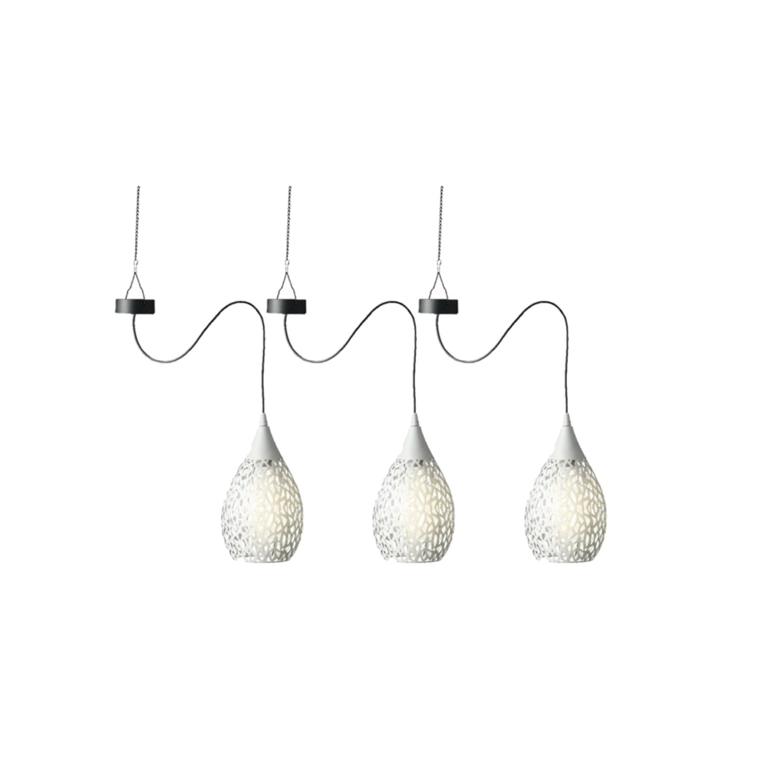3x stuks witte solar tuinverlichting hanglamp ijzer 21 cm -