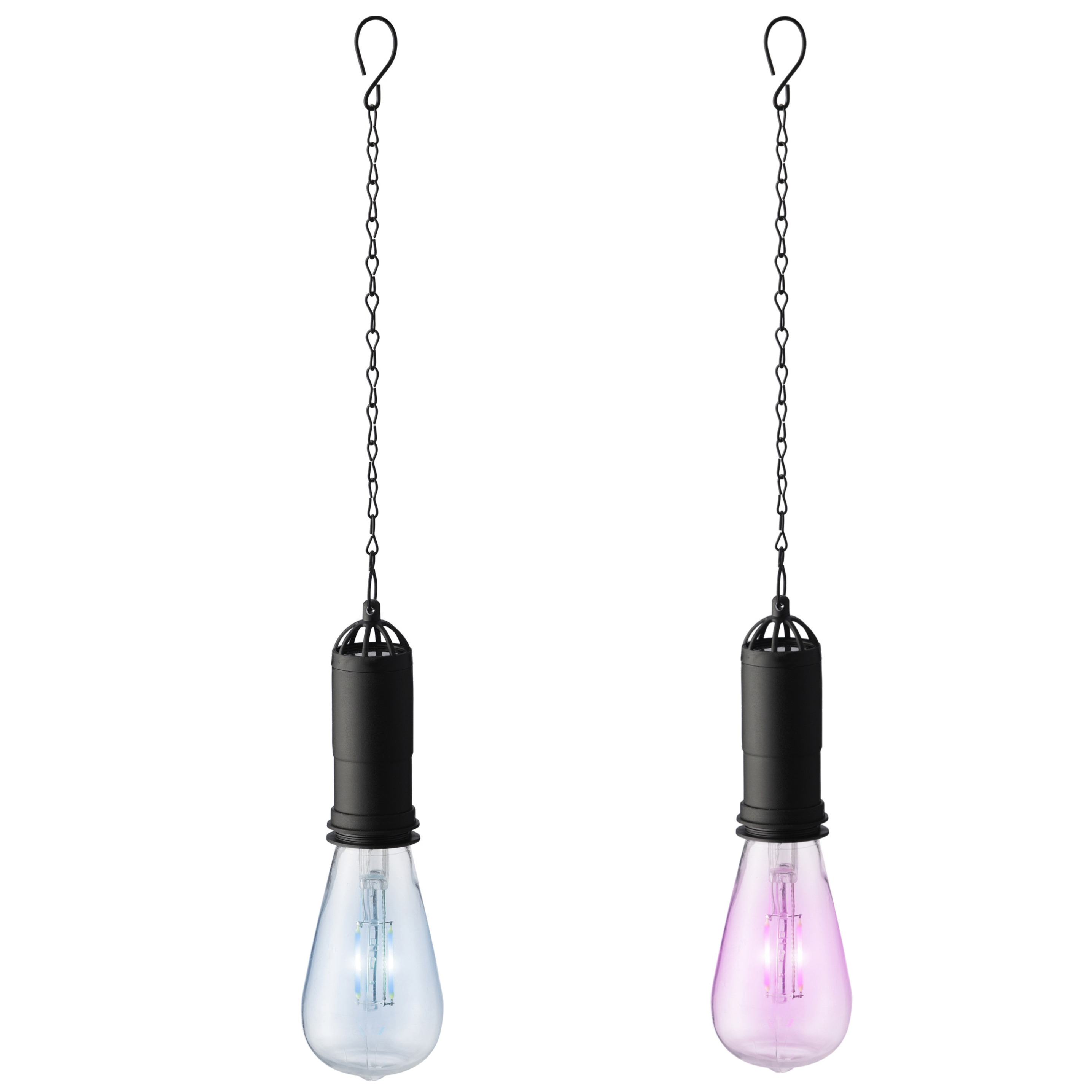 Set van 2x stuks blauwe en roze solar tuinverlichting hanglampen kunststof 20 cm -