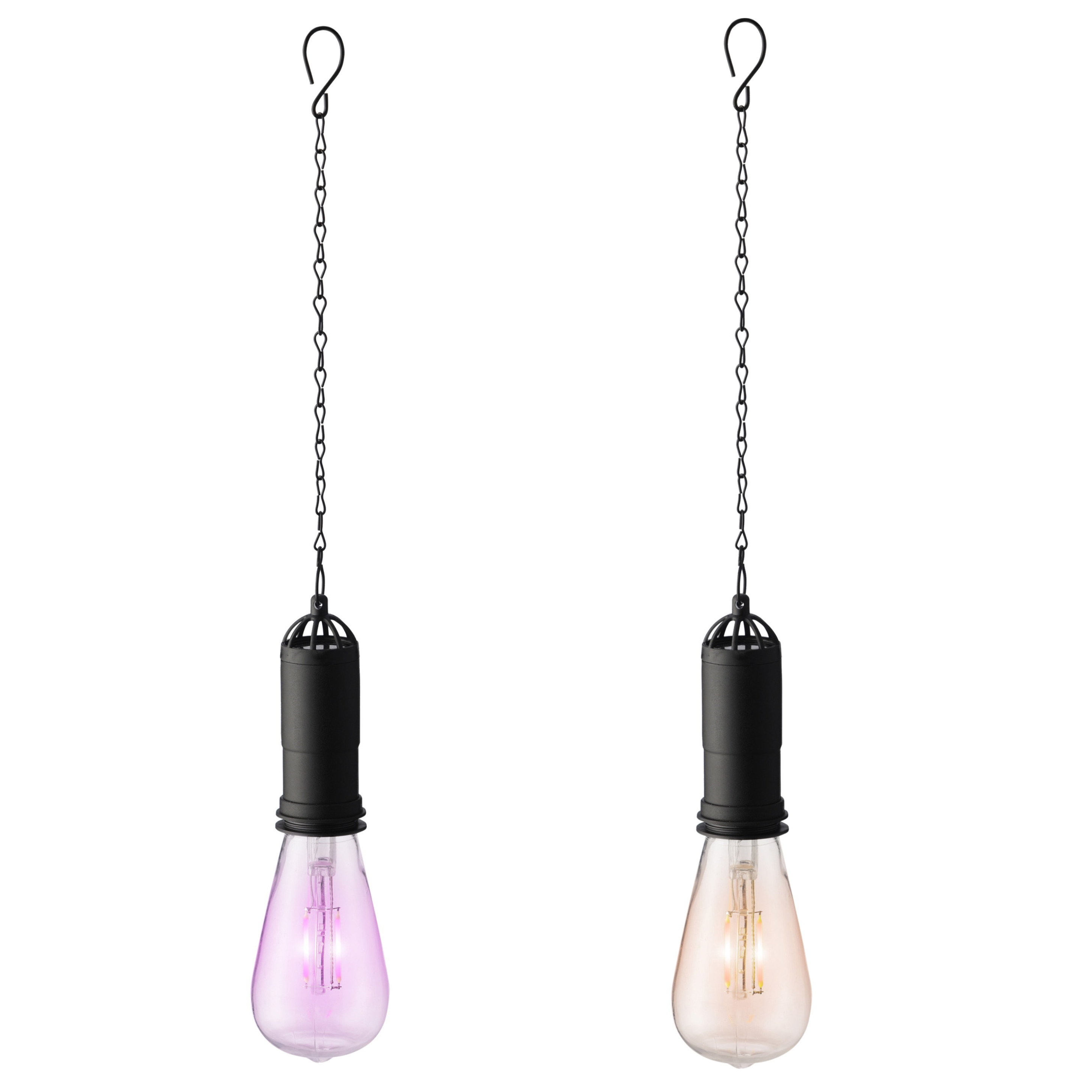 Set van 2x stuks oranje en roze solar tuinverlichting hanglampen kunststof 20 cm -