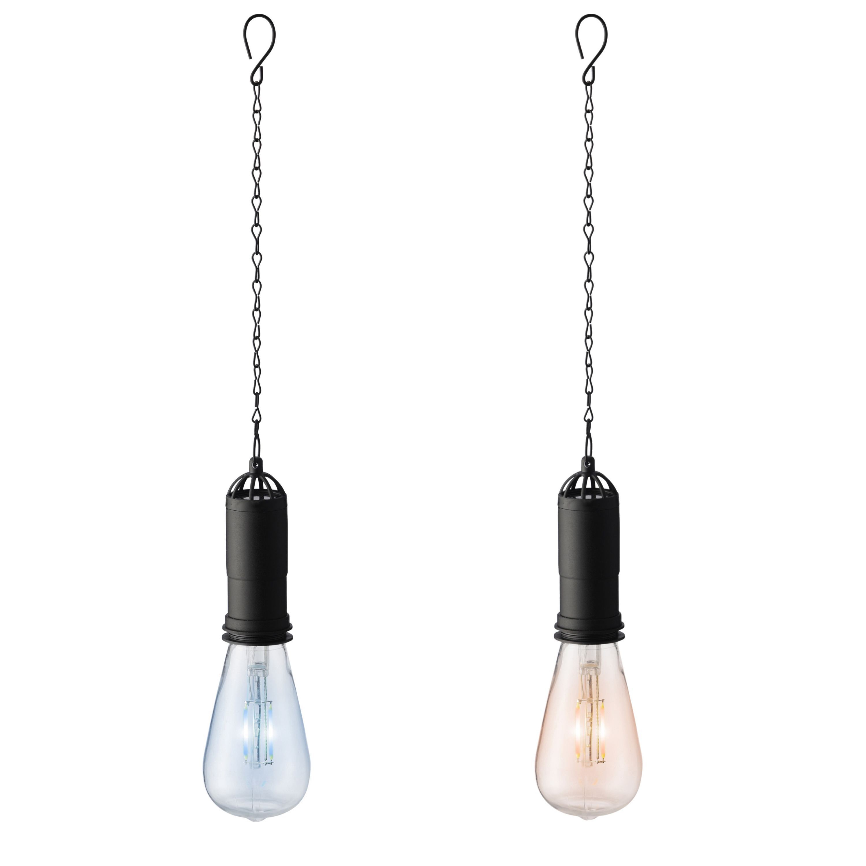 Set van 2x stuks oranje en blauwe solar tuinverlichting hanglampen kunststof 20 cm -