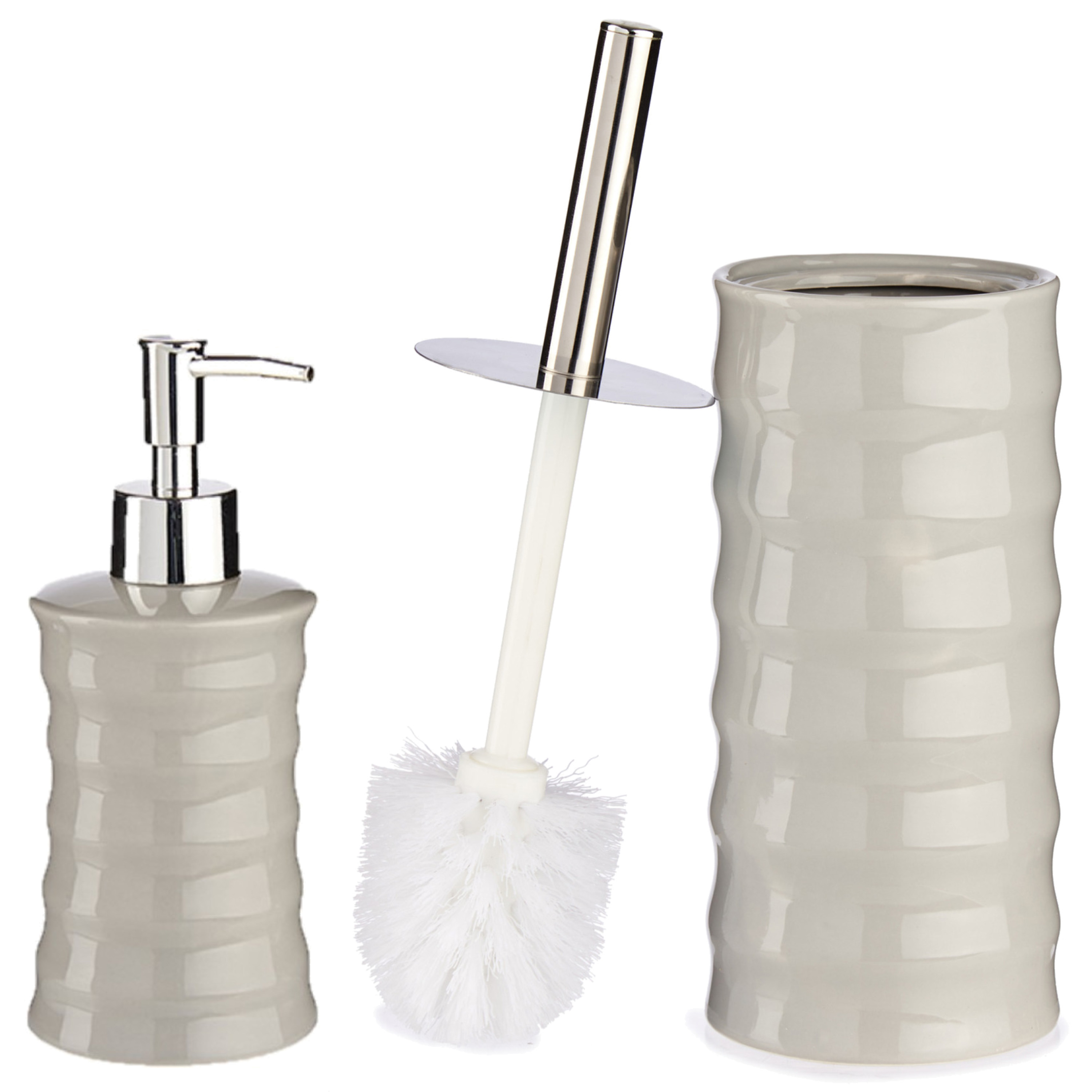 Badkamer accessoires set 2-delig lichtgrijs van keramiek -