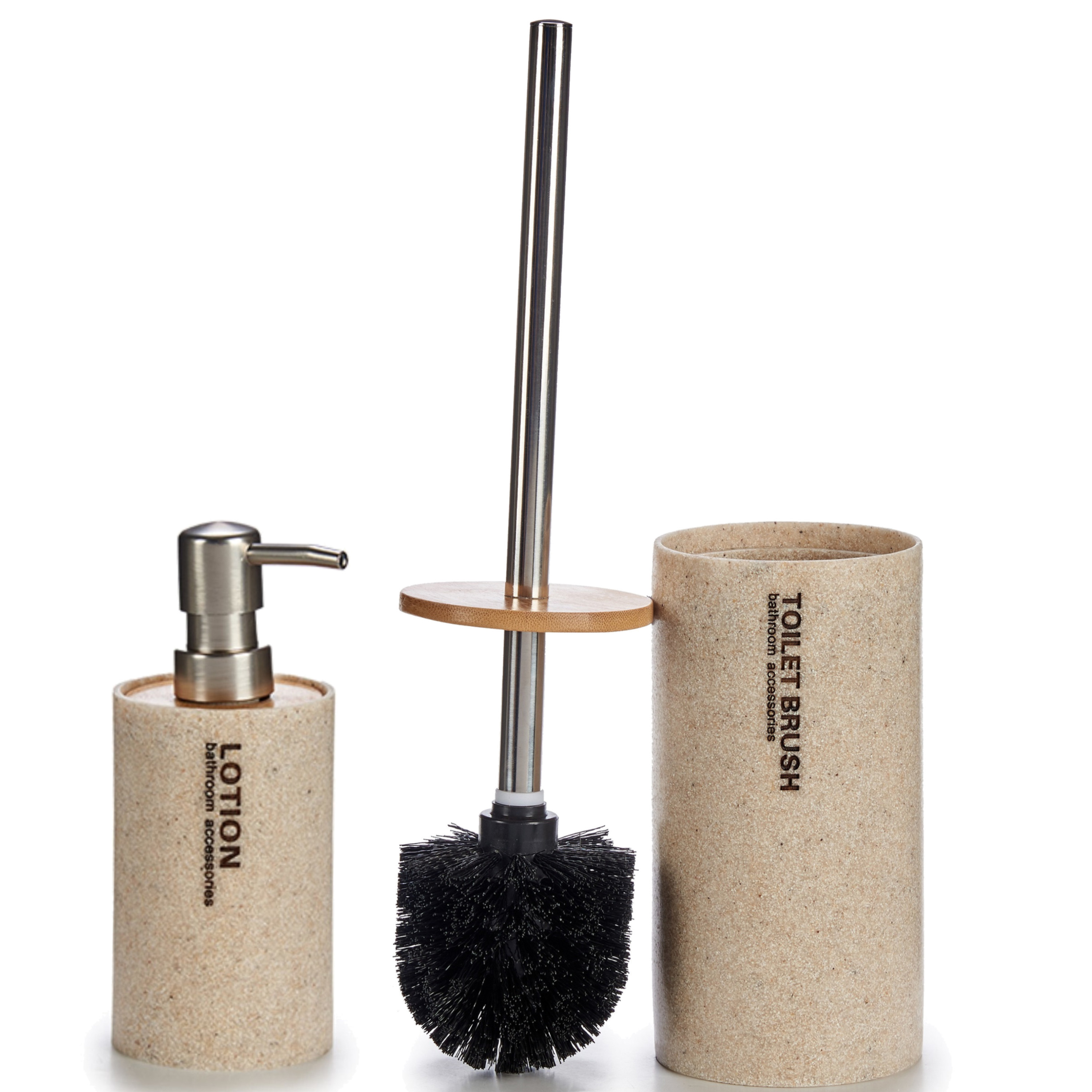 Badkamer accessoires set 2-delig creme marmer beige -