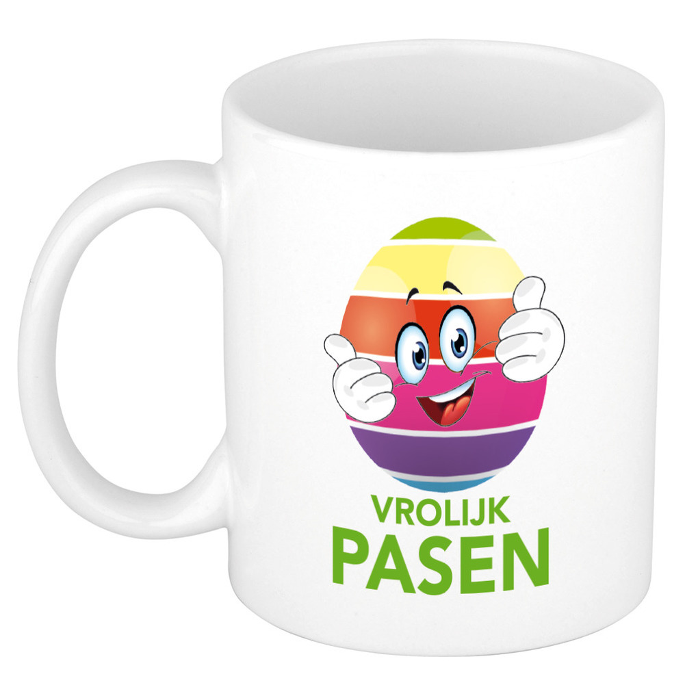 Vrolijk Pasen / paasei die duimen schuin opsteekt mok/ beker - Pasen mokken -