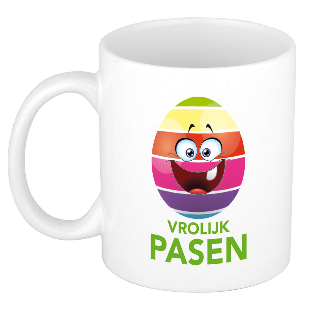 Vrolijk pasen smiley mok/ beker - Pasen mokken -