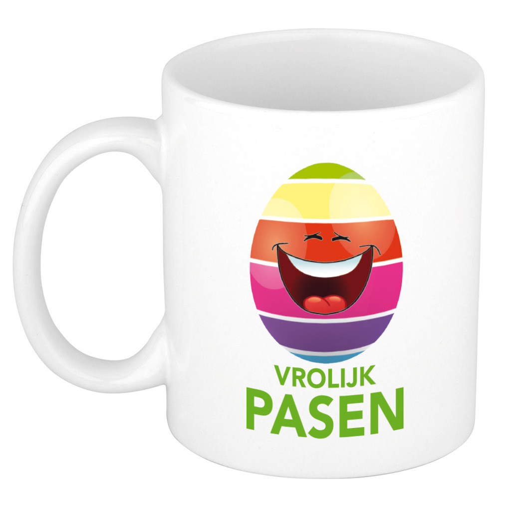 Vrolijk Pasen / paasei die lacht mok/ beker - Pasen mokken -