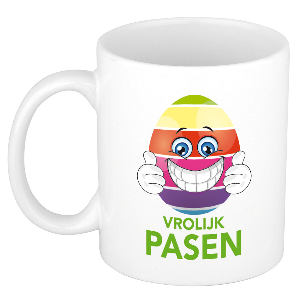 Vrolijk Pasen / paasei die duimen opsteekt mok/ beker - Pasen mokken -