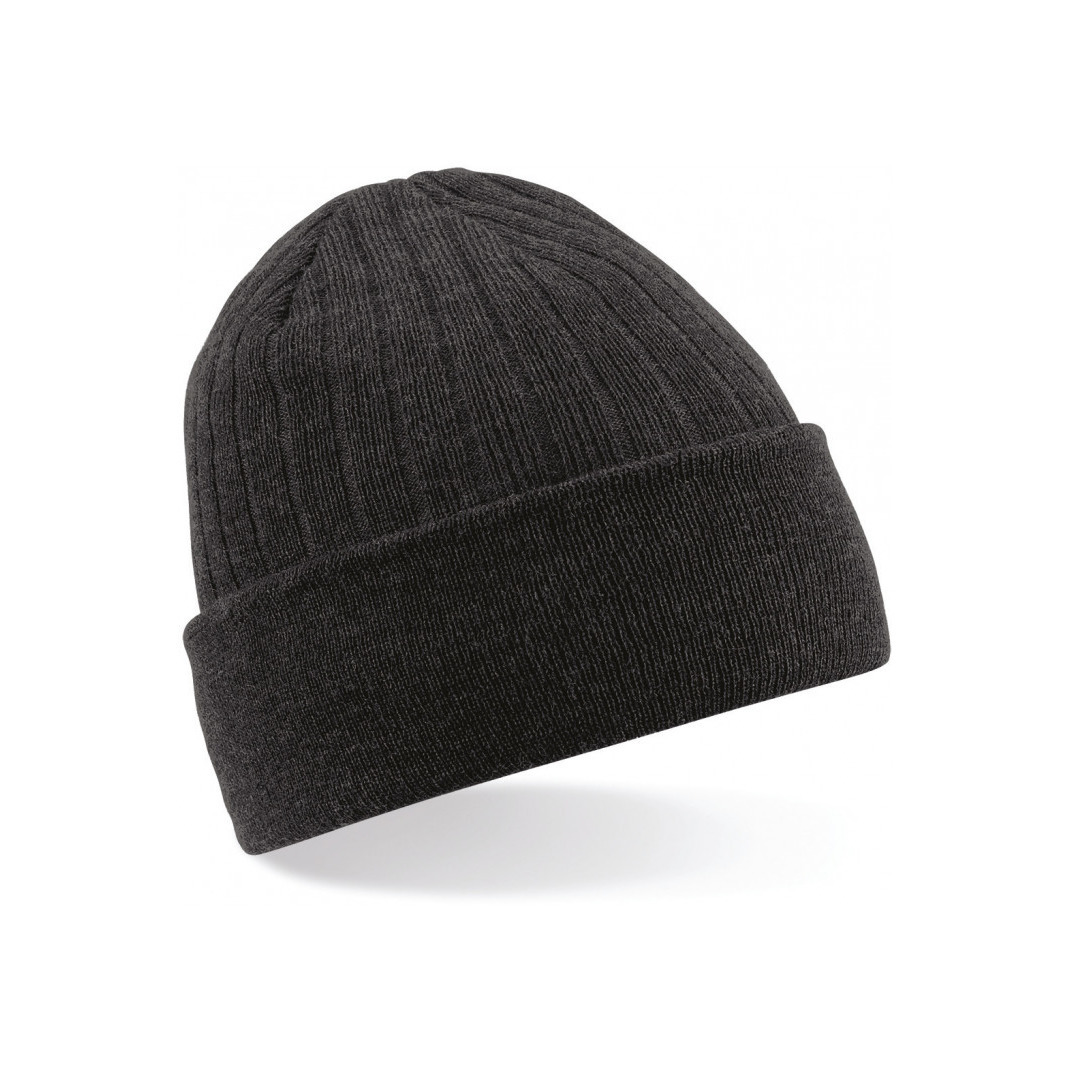 Heren/Dames Beanie Thinsulate Wintermuts 100% acryl wol antraciet grijs One size -