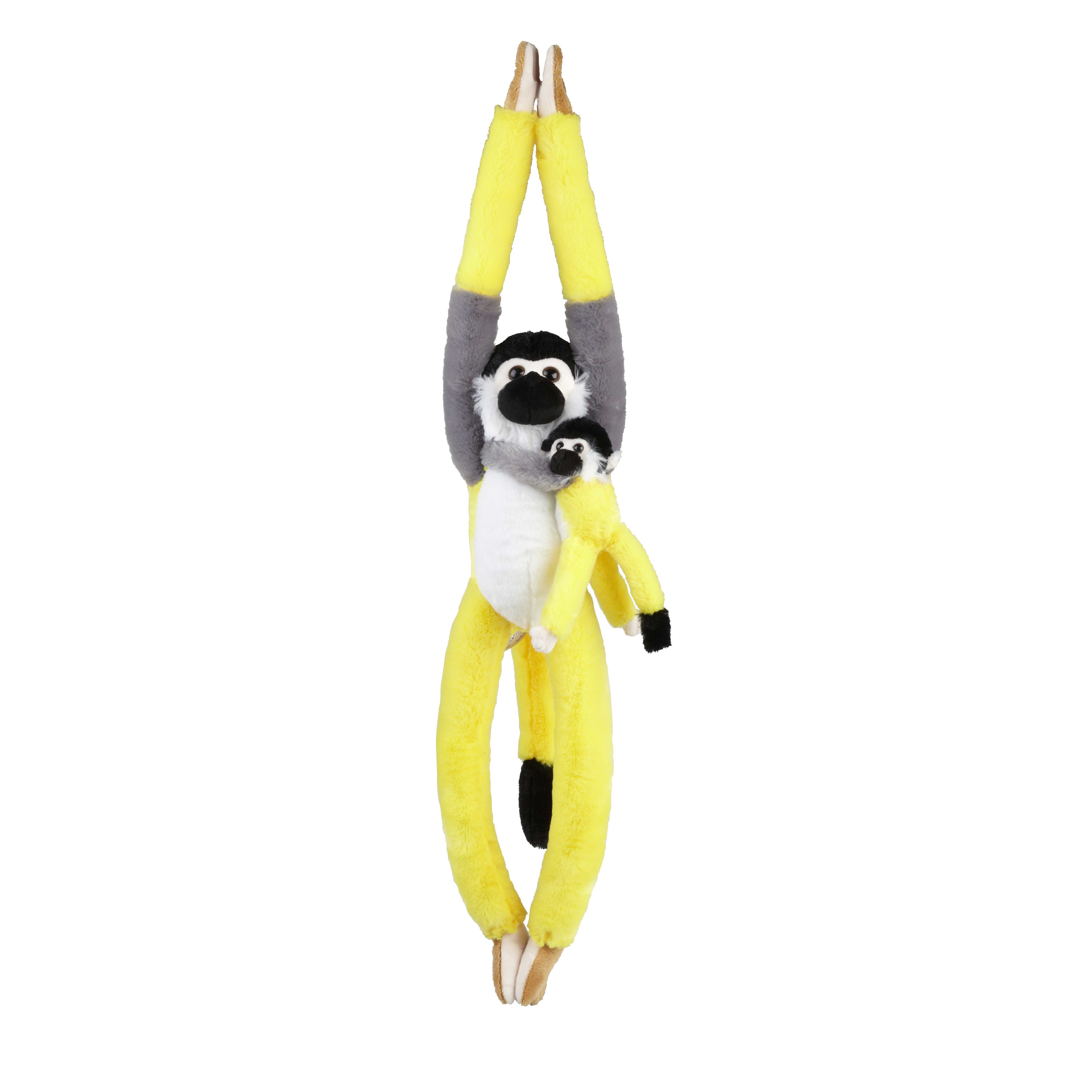 Pluche knuffel Aapje met jong - 90 cm - hangende apen knuffels - met klitteband -
