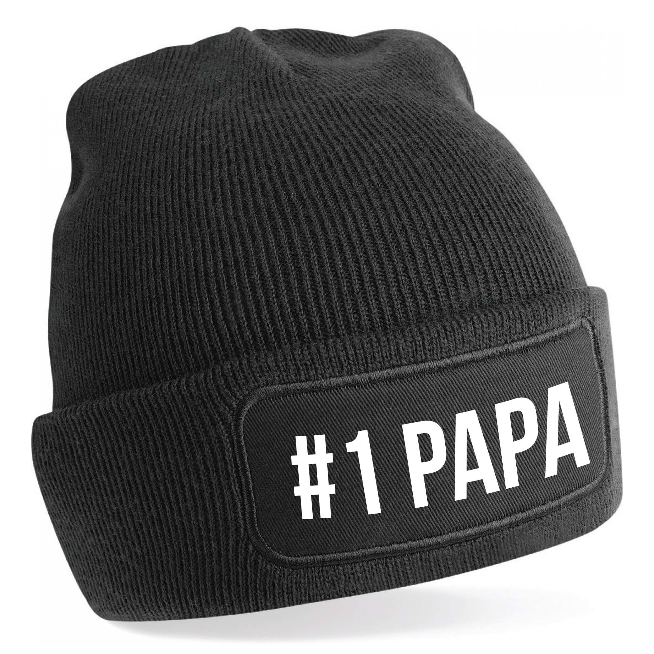 Muts nummer 1 papa zwart voor heren - Winter cadeau papa/ vader One size -