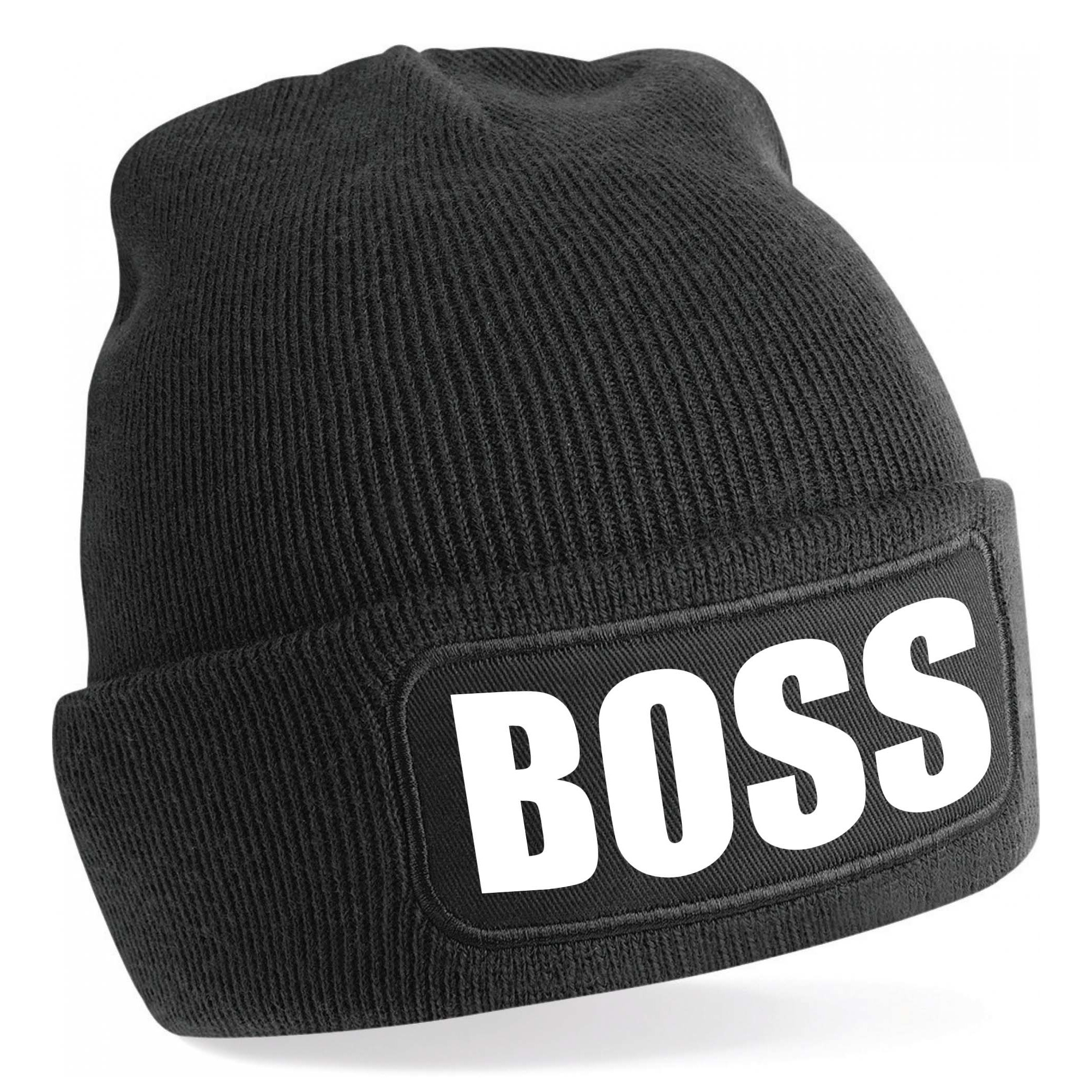 Muts boss zwart voor volwassenen - Winter accessoires/ cadeau wintermuts One size -