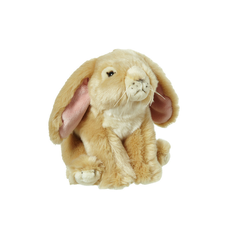 Pluche hangoor konijn beige knuffel van 18 cm -