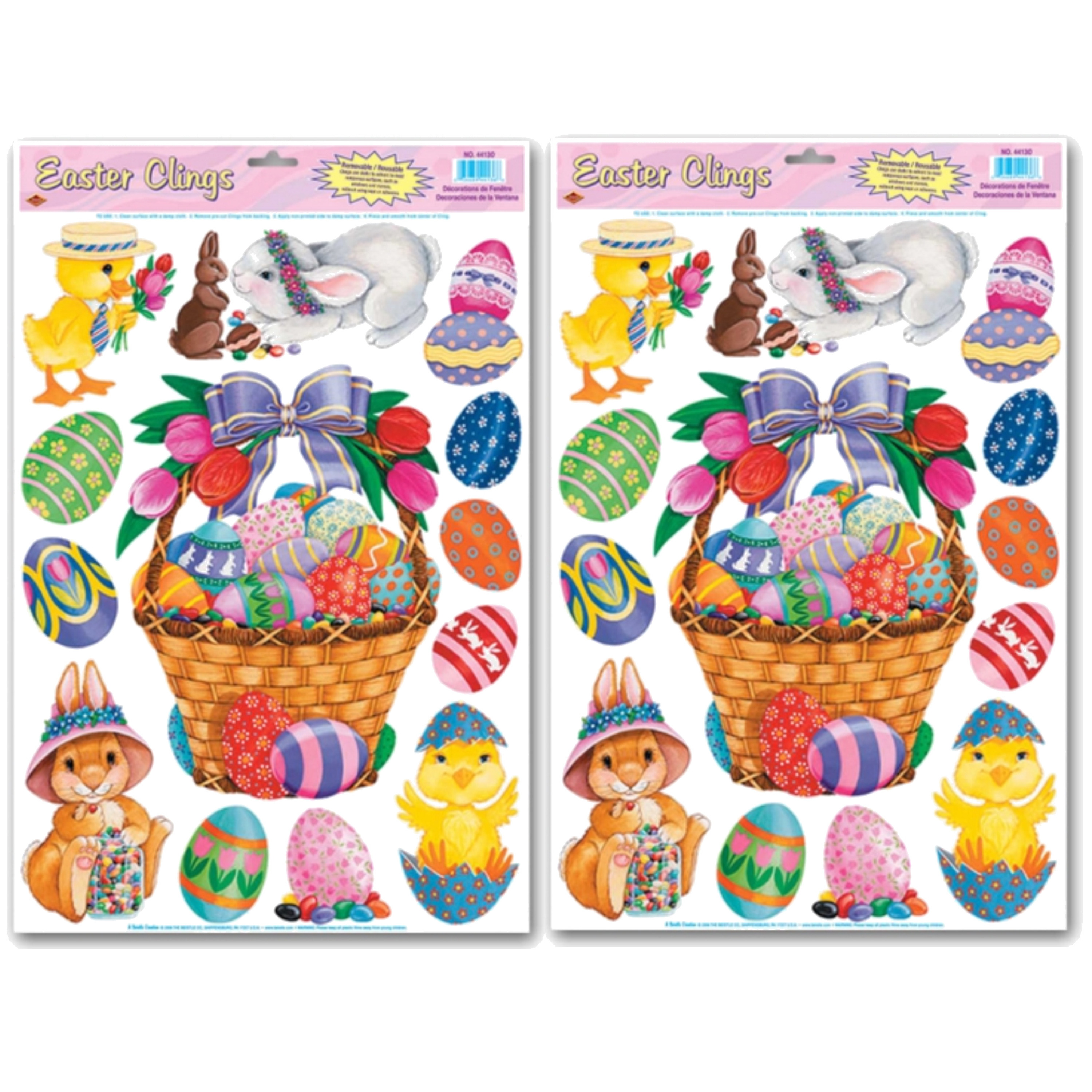 2x stuks stickervellen met 8 Pasen stickers 30 x 43 cm -