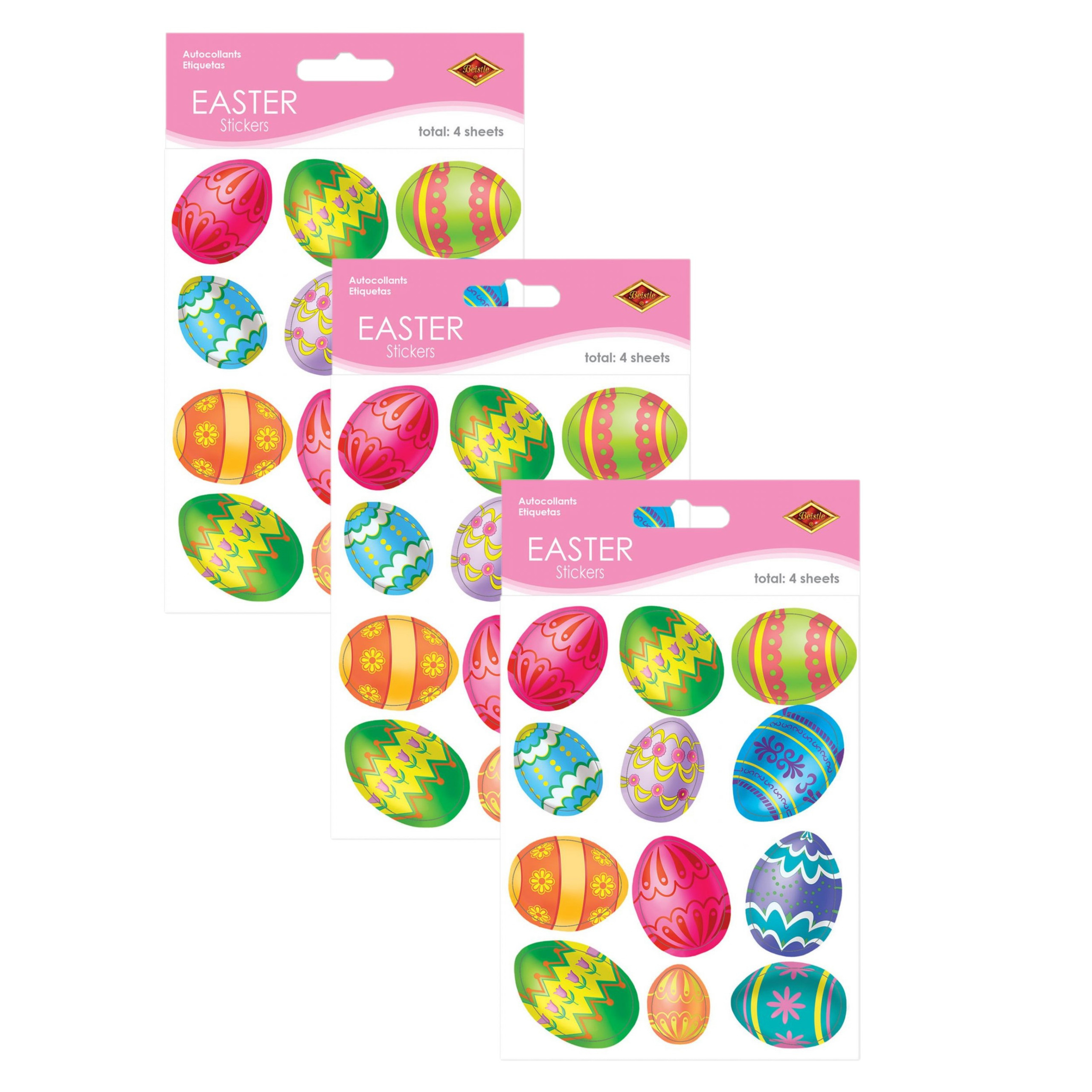 Stickervellen met 144x gekleurde paaseieren stickers -