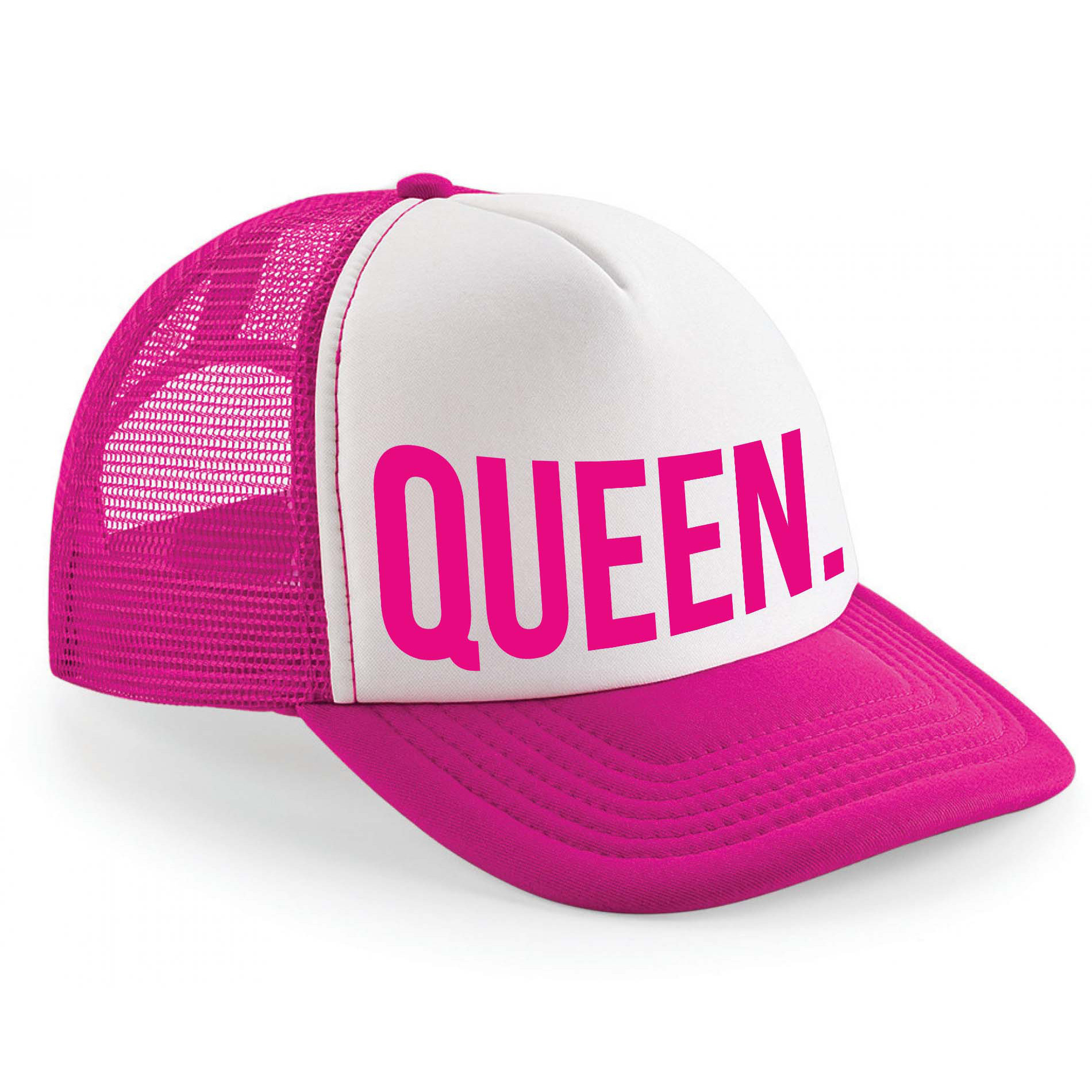 Snapback/cap voor dames - Queen - roze/wit - feest petjes - koningsdag - koningin -