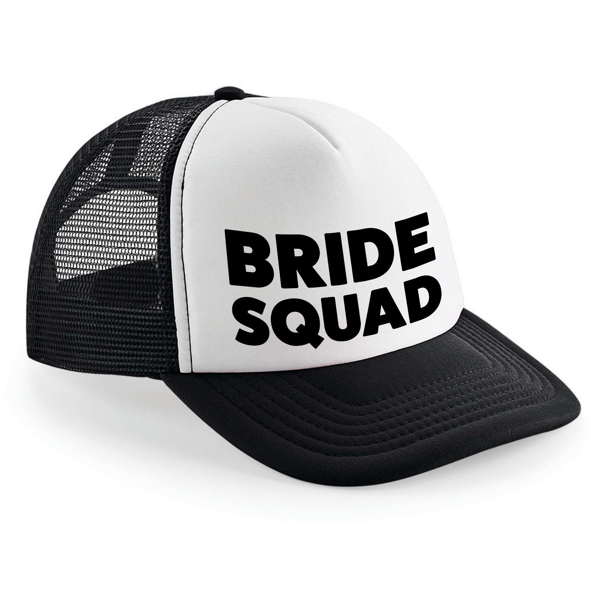 Snapback/cap - Bride Squad - zwart/wit - dames - vrijgezellenfeest petjes -
