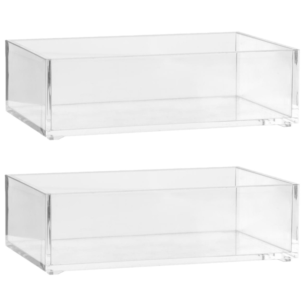 Set van 2x stuks sieraden/make-up houder/box rechthoek 16 x 5 cm van kunststof -