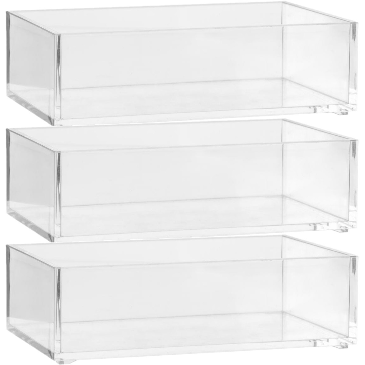 Set van 3x stuks sieraden/make-up houder/box rechthoek 16 x 5 cm van kunststof -