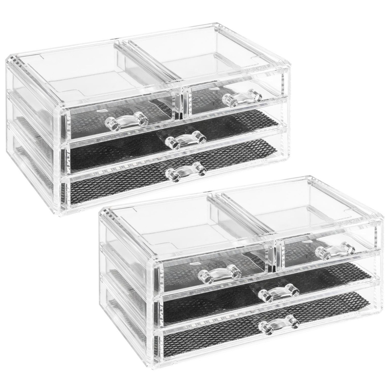 2x Stuks sieraden/make-up organizer 4 lades rechthoek 24 x 11 cm van kunststof -